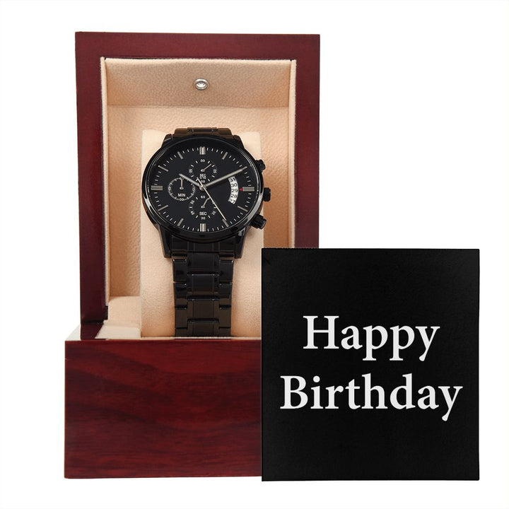 Happy Birthday v2 - Black Chronograph Watch