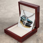 Muscle Car 11 - Stainless Steel Cuban Link Chain Cross Necklace With Mahogany Style Luxury Box
