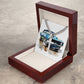 Muscle Car 12 - Stainless Steel Cuban Link Chain Cross Necklace With Mahogany Style Luxury Box