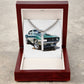 Muscle Car 09 - Stainless Steel Cuban Link Chain Cross Necklace With Mahogany Style Luxury Box