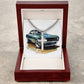 Muscle Car 11 - Stainless Steel Cuban Link Chain Cross Necklace With Mahogany Style Luxury Box