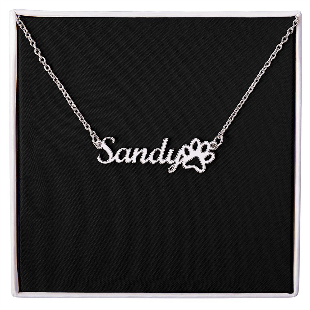 Personalized Paw Print Name Necklace v2