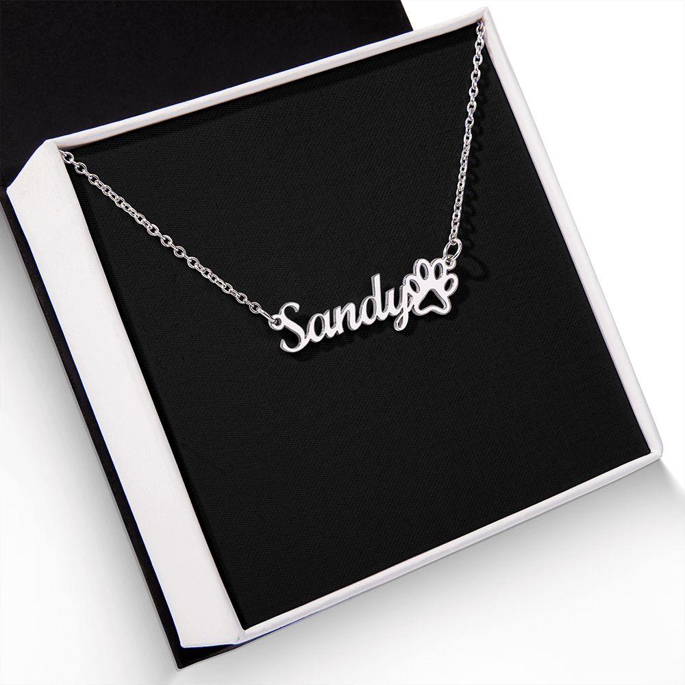 Personalized Paw Print Name Necklace v2