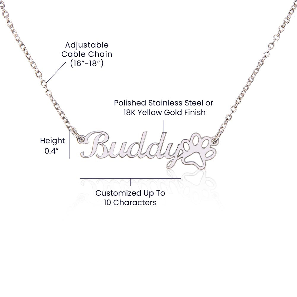 Personalized Paw Print Name Necklace v2