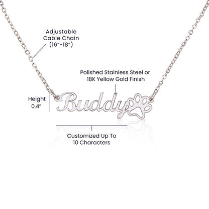 Personalized Paw Print Name Necklace v2