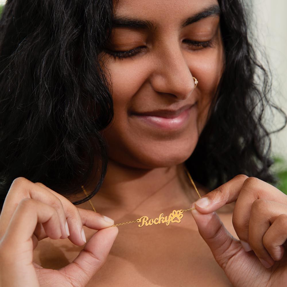 Personalized Paw Print Name Necklace v2