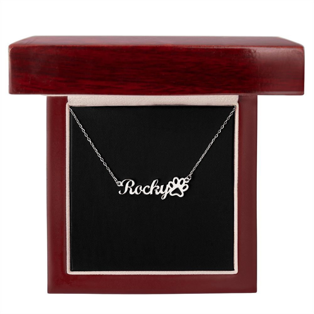 Personalized Paw Print Name Necklace v2