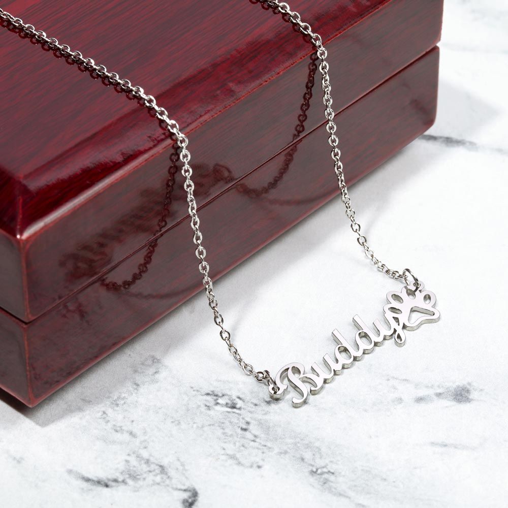 Personalized Paw Print Name Necklace v2