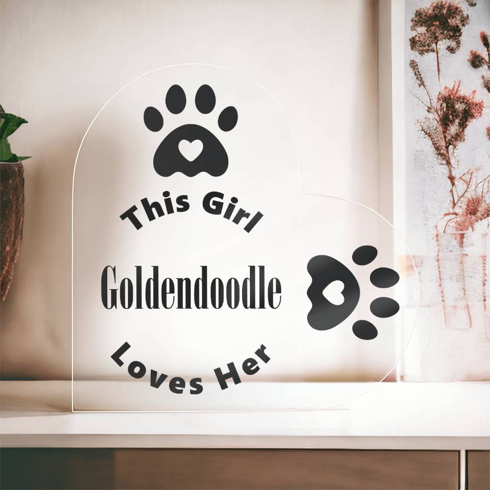 Goldendoodle - Heart Acrylic Plaque