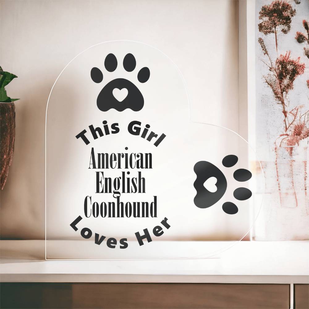 American English Coonhound - Heart Acrylic Plaque