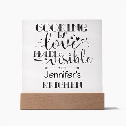 Jennifer's Kitchen - Cooking Is Love - Square Acrylic Plaque
