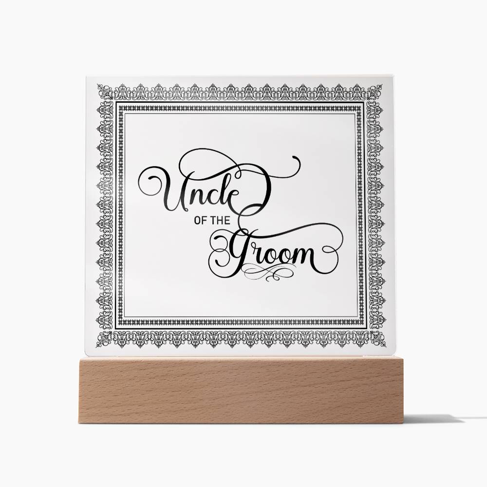 Uncle of the Groom (Black) - Square Acrylic Plaque