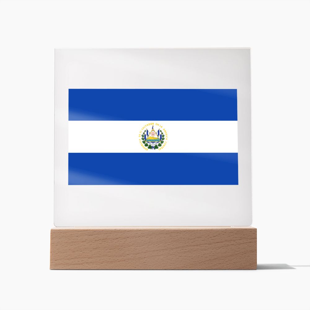 Salvadoran Flag - Square Acrylic Plaque