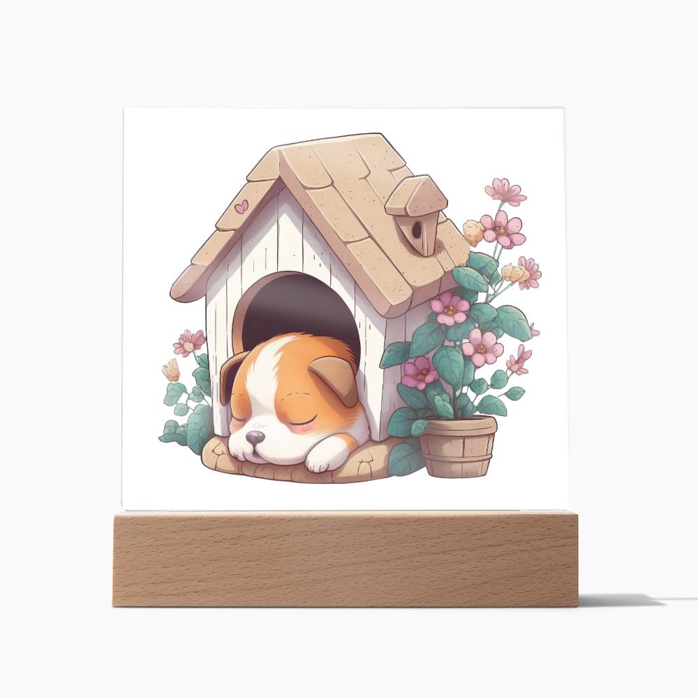 Dog Sleeping (Watercolor) 09 - Square Acrylic Plaque
