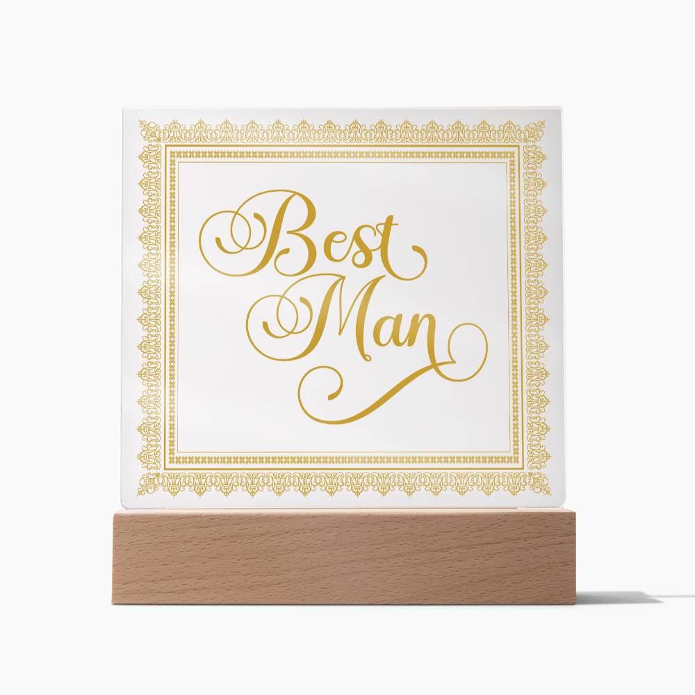 Best Man (Gold) - Square Acrylic Plaque