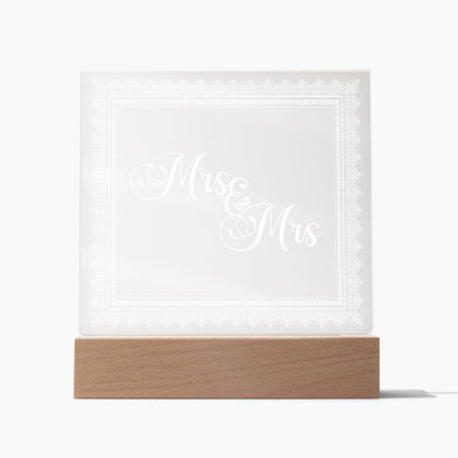 Mrs & Mrs (White) - Square Acrylic Plaque
