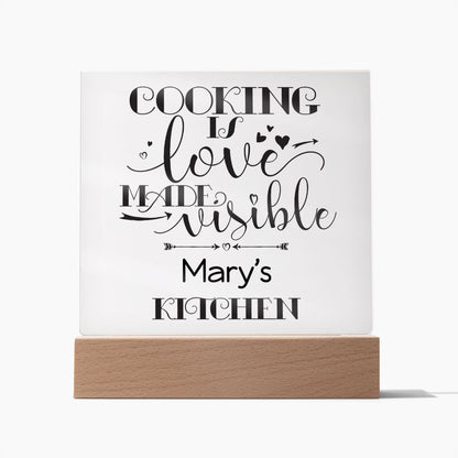 Mary's Kitchen - Cooking Is Love - Square Acrylic Plaque