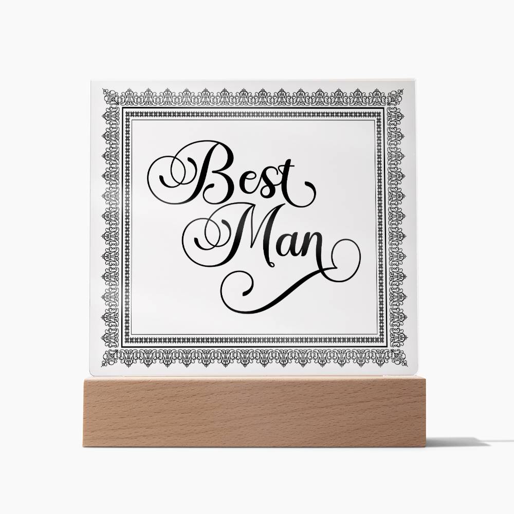 Best Man (Black) - Square Acrylic Plaque