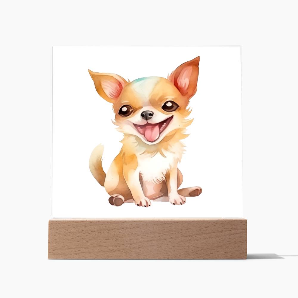 Chihuahua (Watercolor) 02 - Square Acrylic Plaque