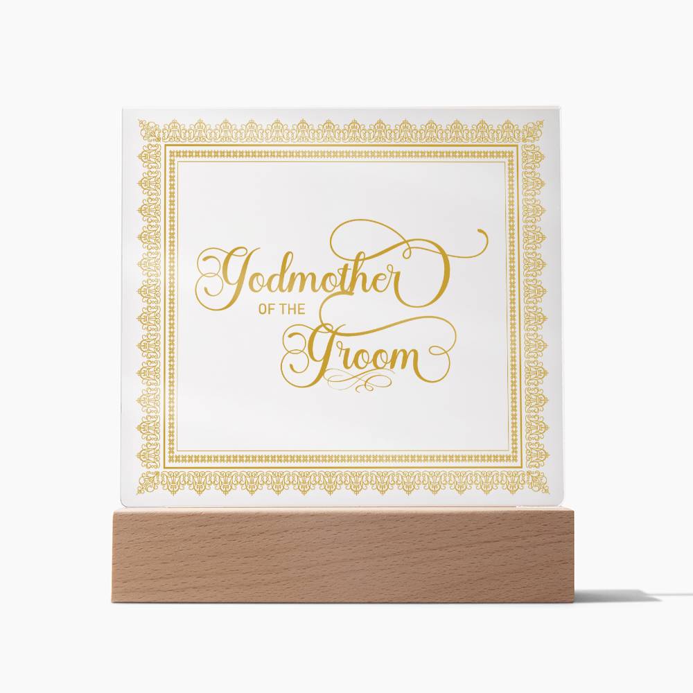 Godmother of the Groom (Gold) - Square Acrylic Plaque