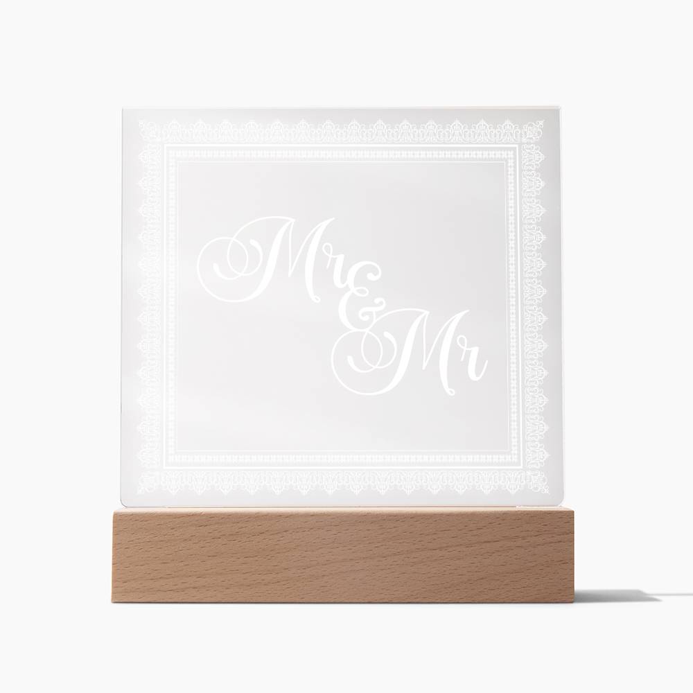 Mr & Mr (White) - Square Acrylic Plaque