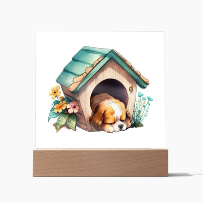 Dog Sleeping (Watercolor) 10 - Square Acrylic Plaque