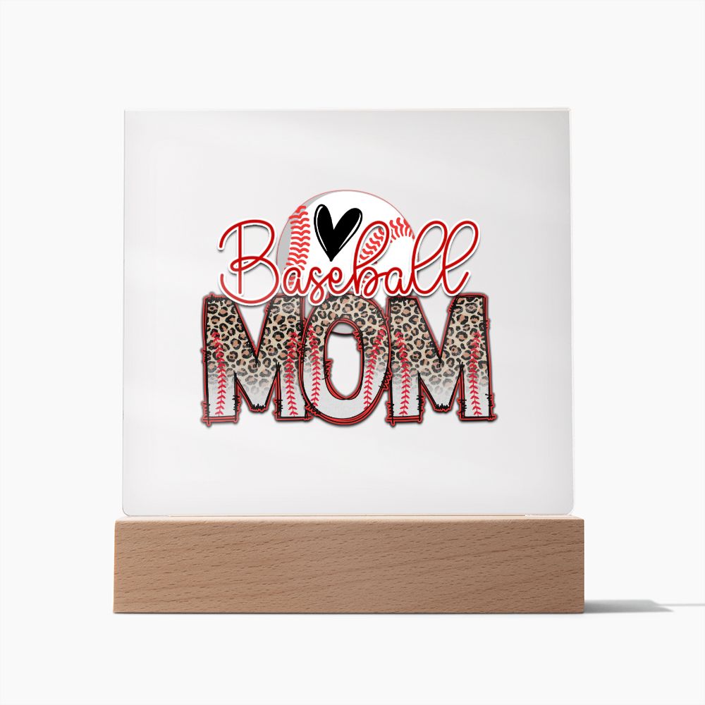 Baseball Mom v2 - Square Acrylic Plaque
