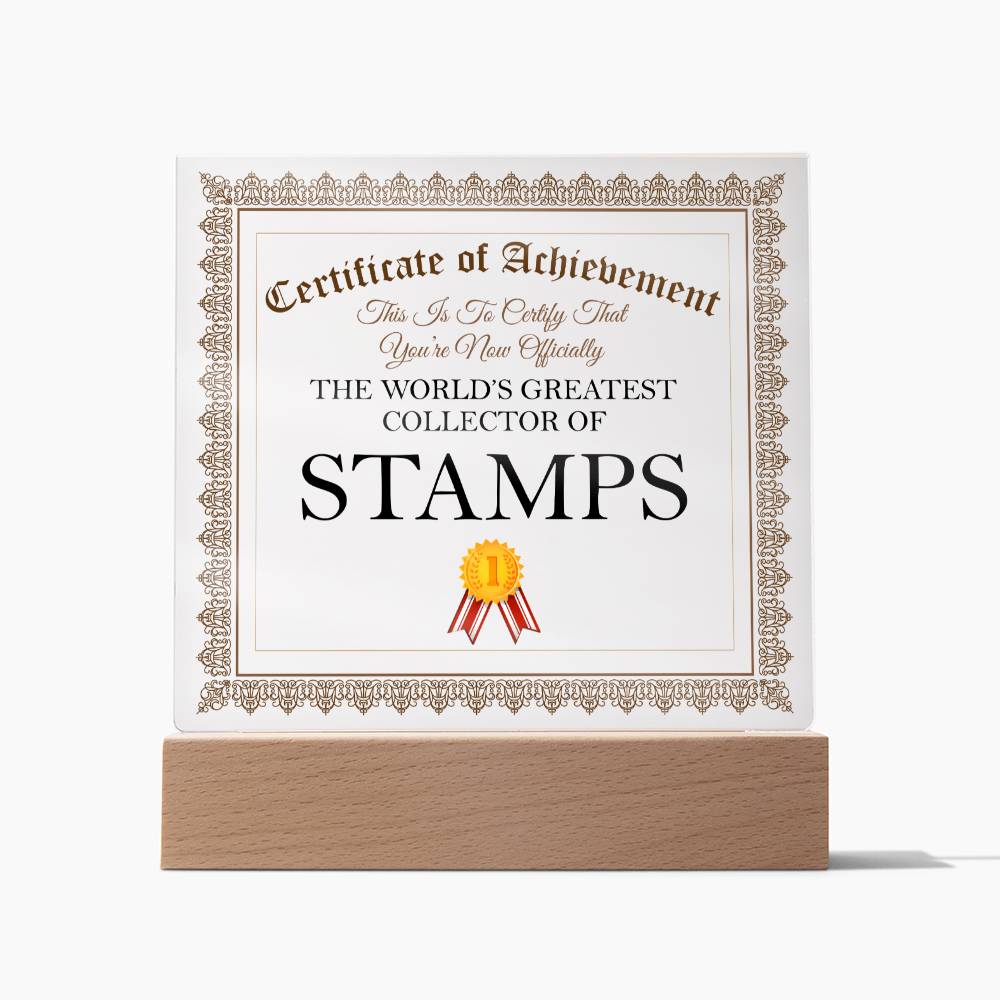 World's Greatest Collector Of Stamps - Square Acrylic Plaque