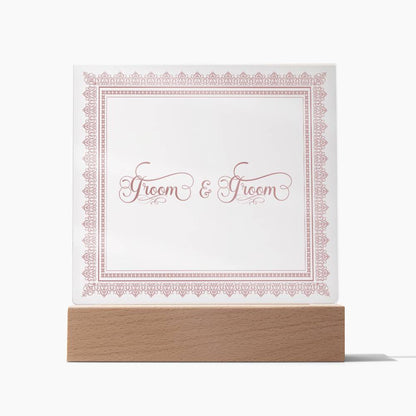 Groom & Groom (Rose) - Square Acrylic Plaque