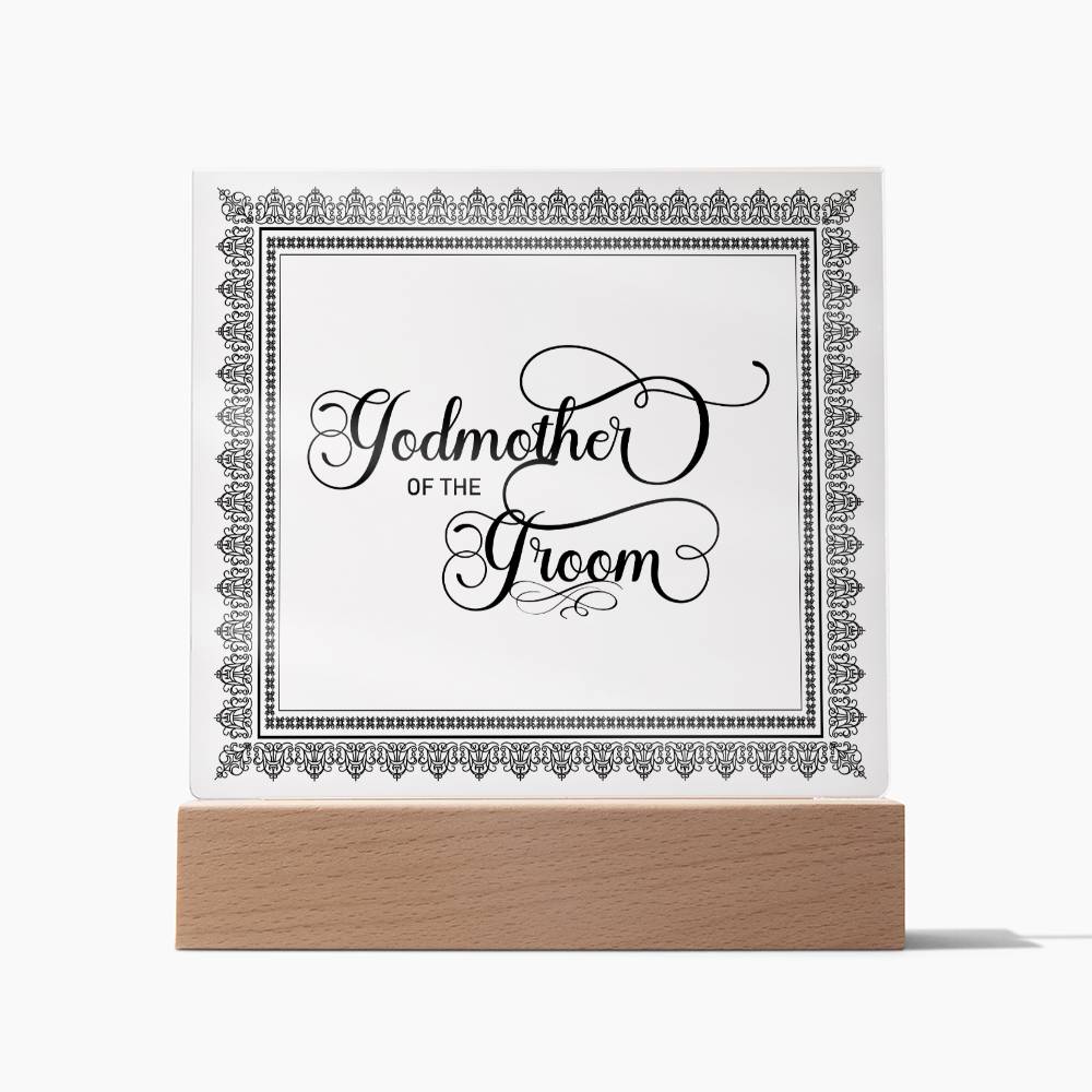 Godmother of the Groom (Black) - Square Acrylic Plaque