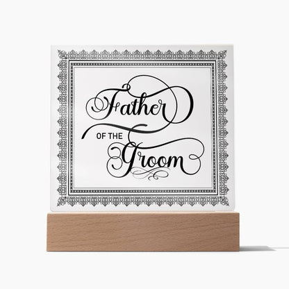 Father of the Groom (Black) - Square Acrylic Plaque