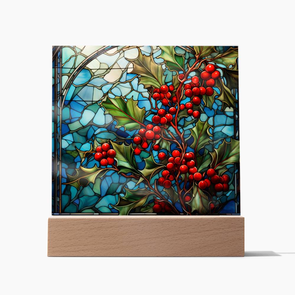 Christmas Stained Glass Design 033 - Square Acrylic Plaque