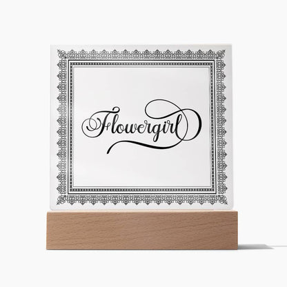 Flowergirl (Black) - Square Acrylic Plaque