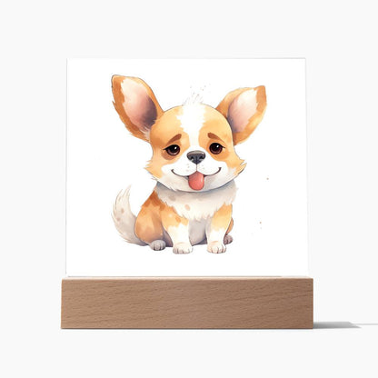 Corgi (Watercolor) 02 - Square Acrylic Plaque