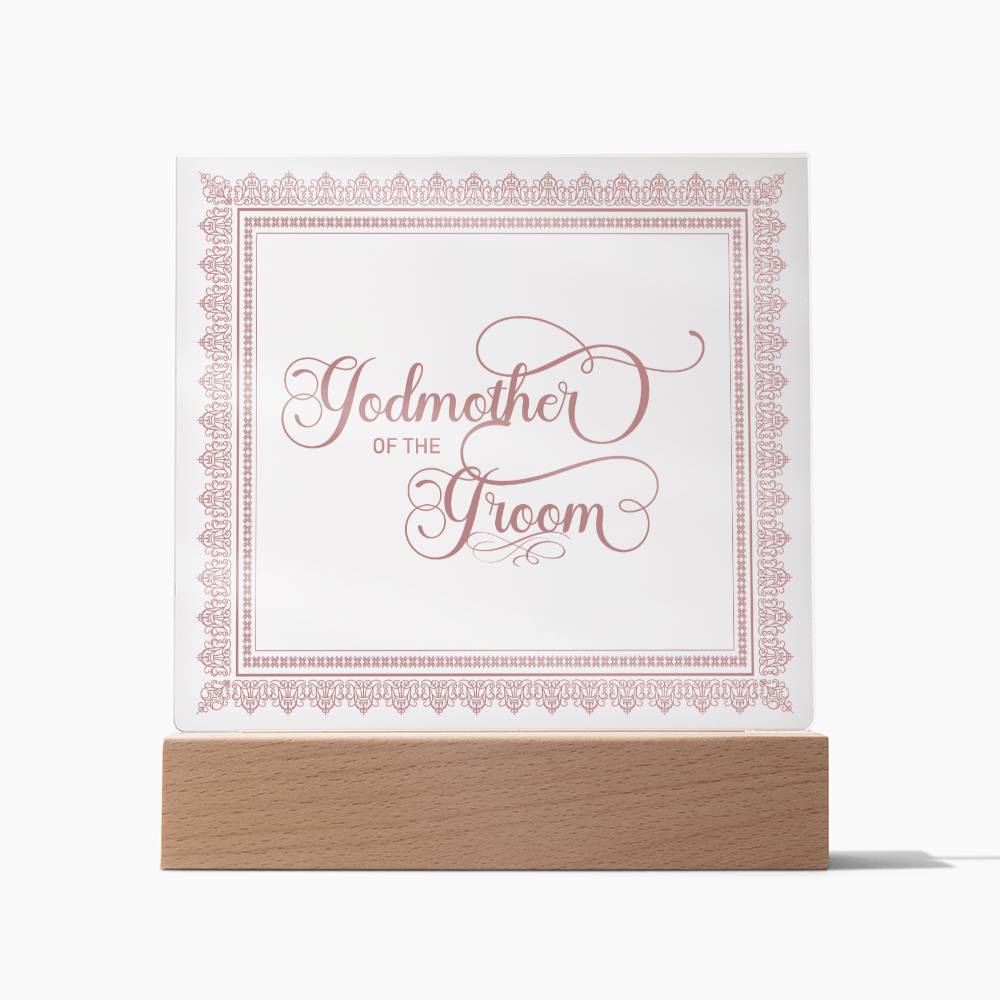 Godmother of the Groom (Rose) - Square Acrylic Plaque