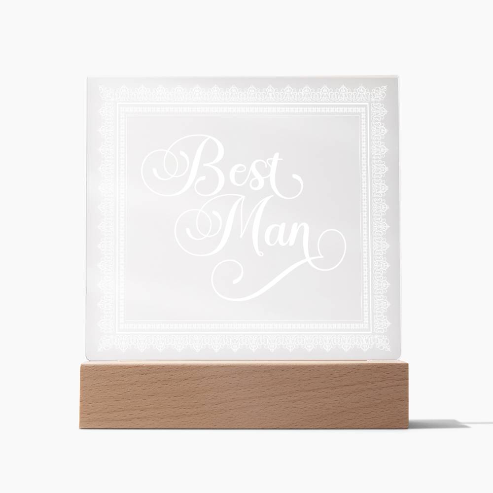 Best Man (White) - Square Acrylic Plaque