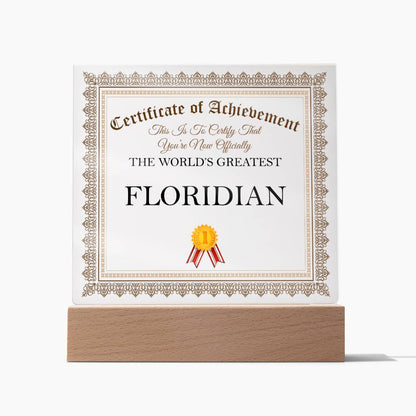 World's Greatest Floridian - Square Acrylic Plaque