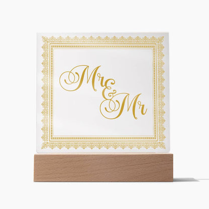 Mr & Mr (Gold) - Square Acrylic Plaque