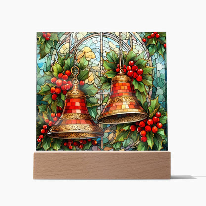 Christmas Stained Glass Design 017 - Square Acrylic Plaque