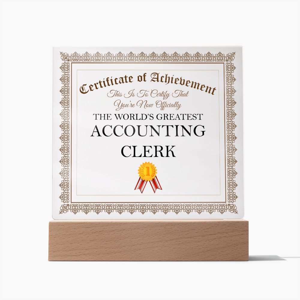 World's Greatest Accounting Clerk - Square Acrylic Plaque