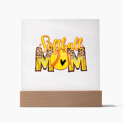 Softball Mom - Square Acrylic Plaque