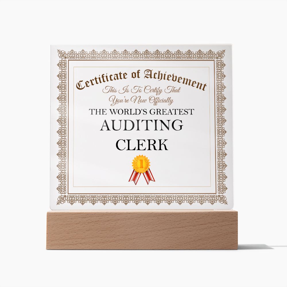 World's Greatest Auditing Clerk - Square Acrylic Plaque