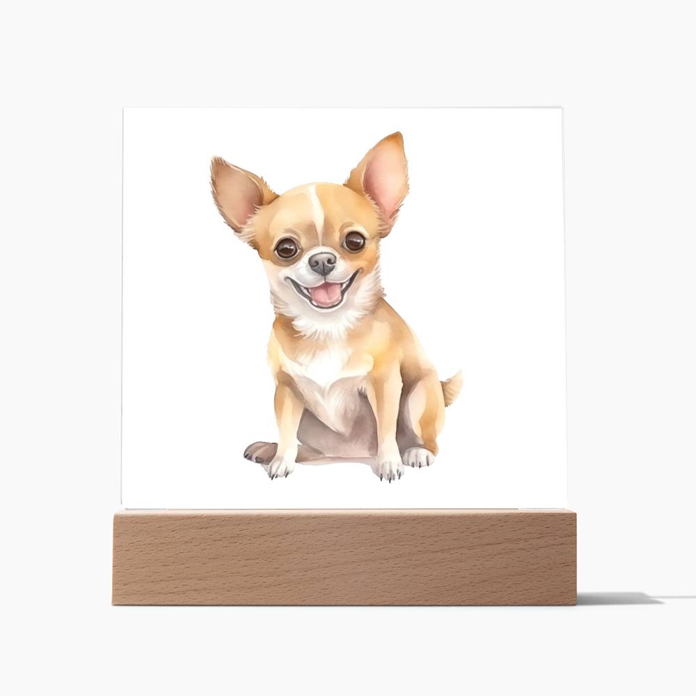 Chihuahua (Watercolor) 05 - Square Acrylic Plaque
