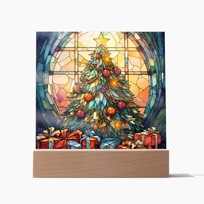 Christmas Stained Glass Design 023 - Square Acrylic Plaque