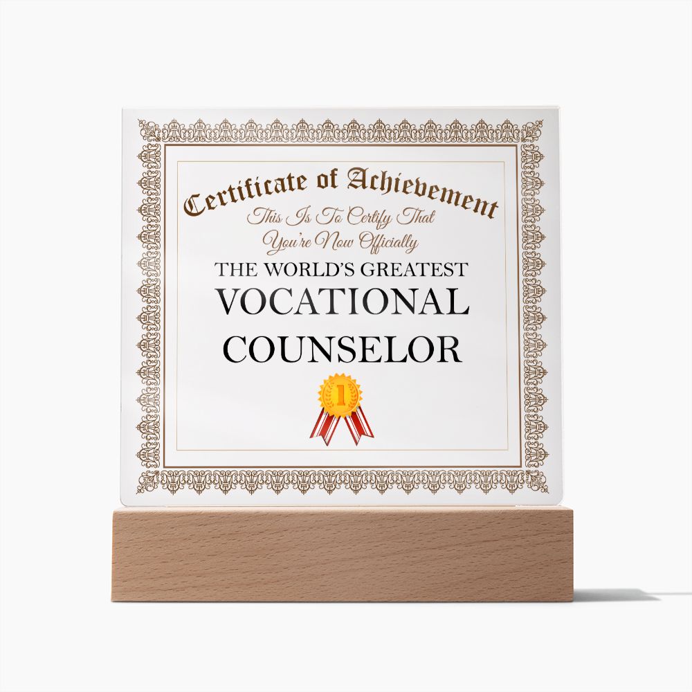 World's Greatest Vocational Counselor - Square Acrylic Plaque