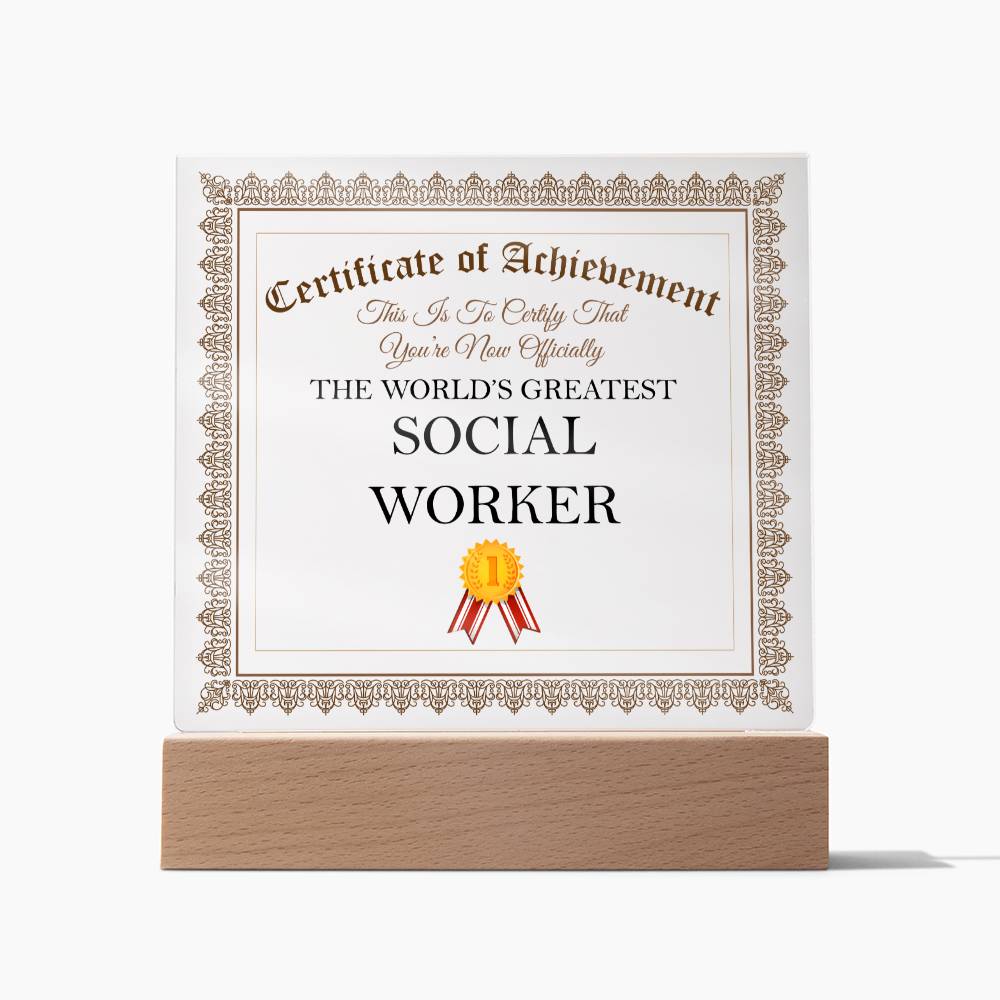 World's Greatest Social Worker - Square Acrylic Plaque