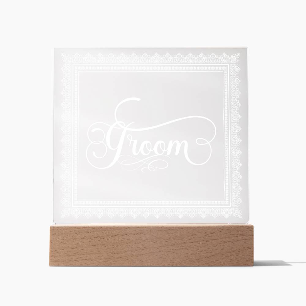 Groom (White) - Square Acrylic Plaque