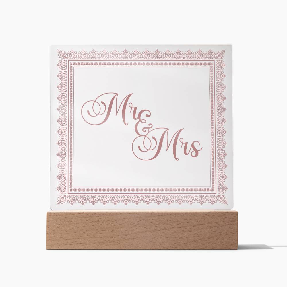Mr & Mrs (Rose) - Square Acrylic Plaque
