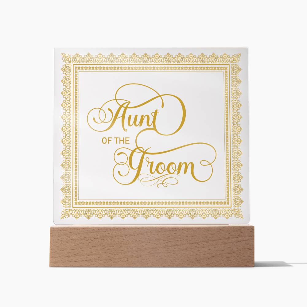 Aunt of the Groom (Gold) - Square Acrylic Plaque