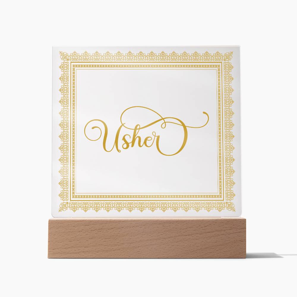 Usher (Gold) - Square Acrylic Plaque